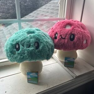 Squishable Pink and Turquoise Mushroom Plush Bundle